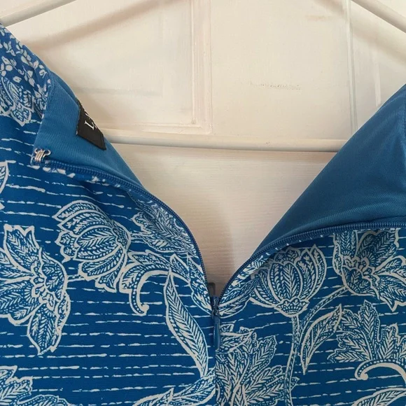 Lauren Ralph Lauren Blue White Floral Flounce Sleeve Maxi Dress 14W - Picture 3 of 6